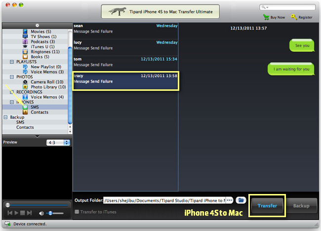 Transfer iPhone SMS