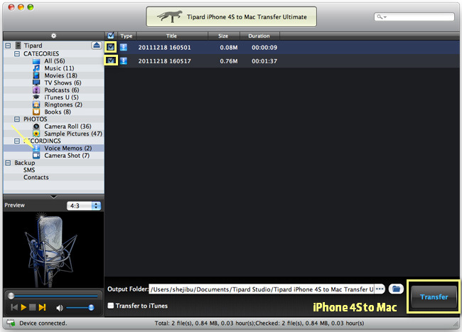 Transfer iPhone Voice Memos