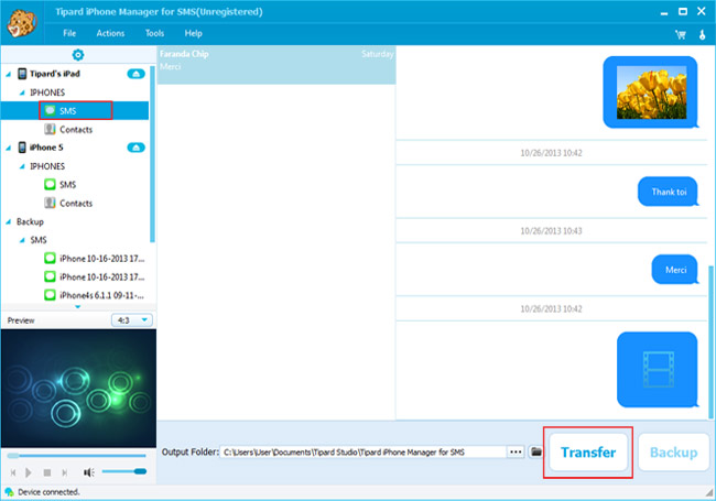 Transfer iPhone SMS