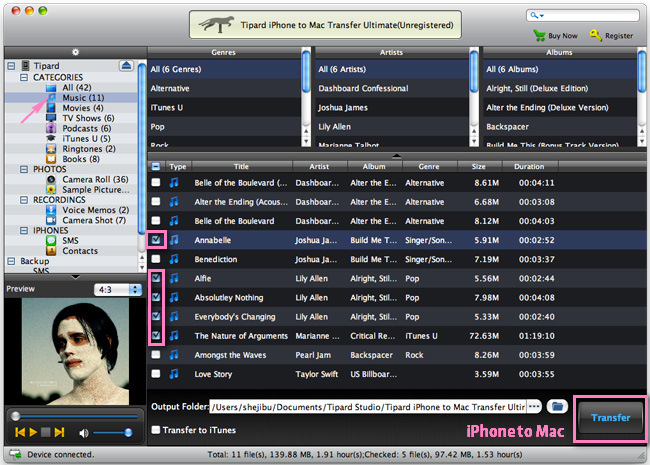 Transfer iPhone songs