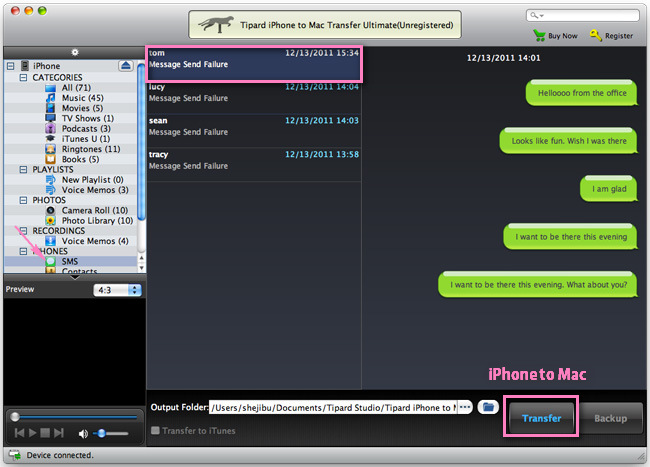 Transfer iPhone SMS