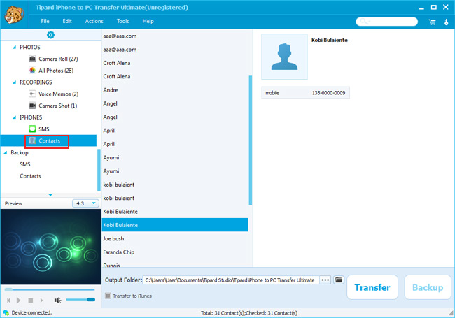 Transfer iPhone Contacts