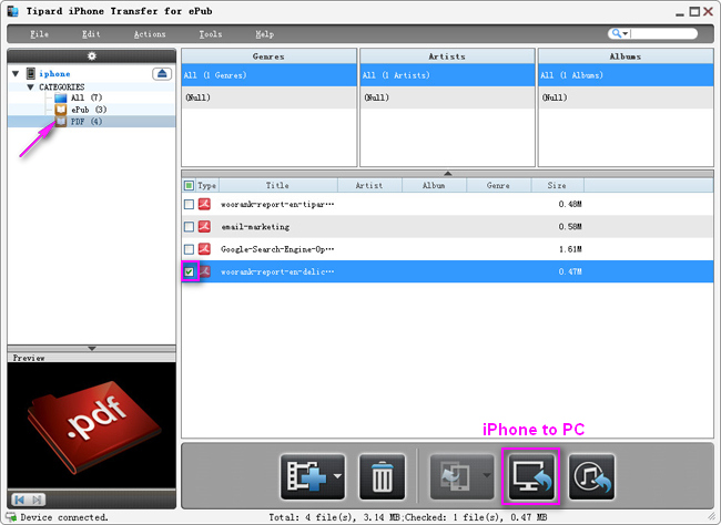 Transfer iPhone PDF files
