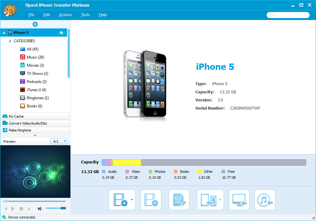 Screenshot of Tipard iPhone Transfer Platinum