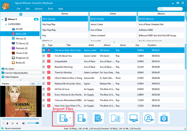 Import audio to iPhone