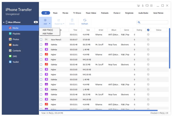 transfer files to iOS device