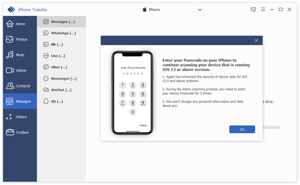 Enter iOS 13 password