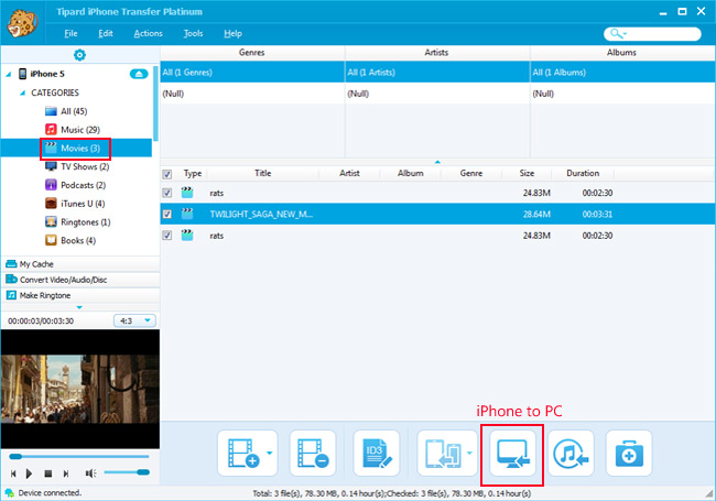Transfer iPhone movies