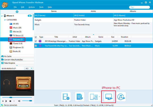 Transfer iPhone Podcast file
