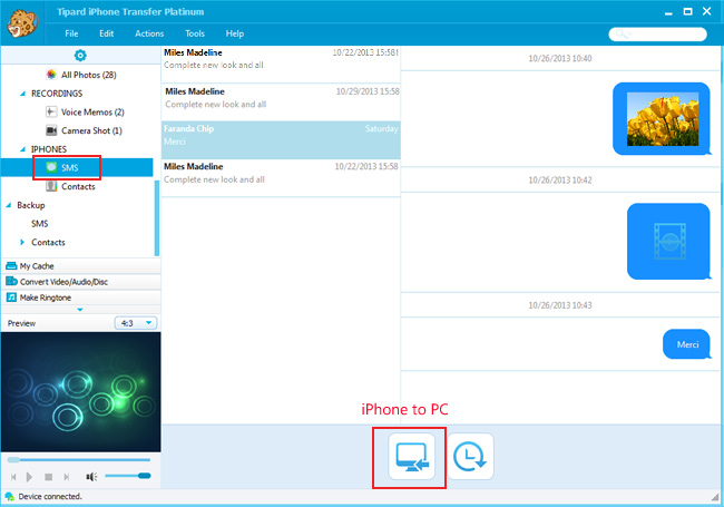 Transfer iPhone SMS