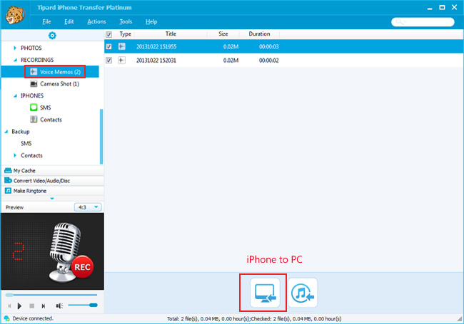 Transfer iPhone Voice Memos