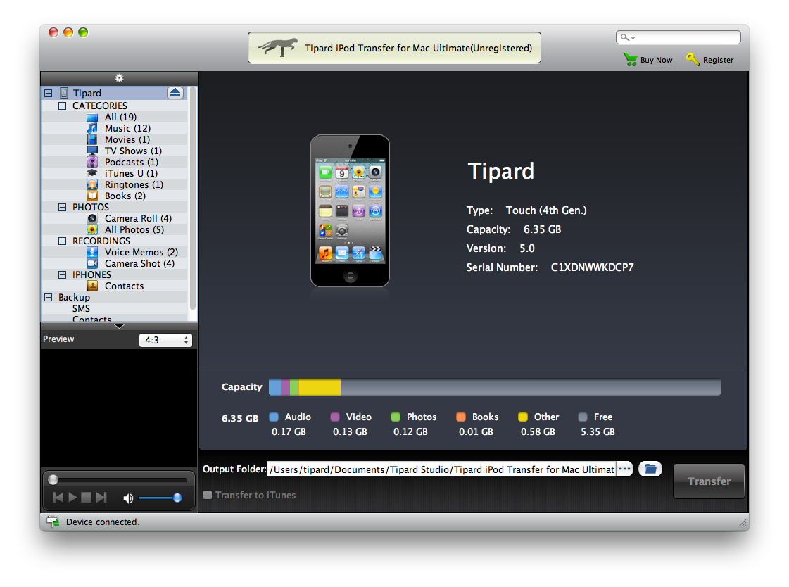 Screenshot of Tipard iPod Transfer for Mac Ultimate
