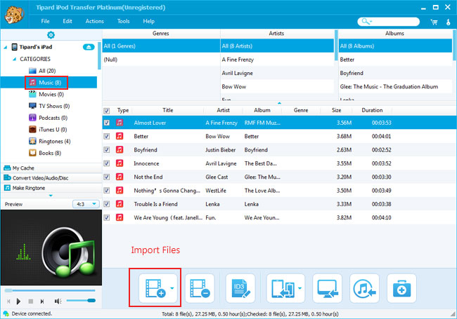 Add songs to iPod