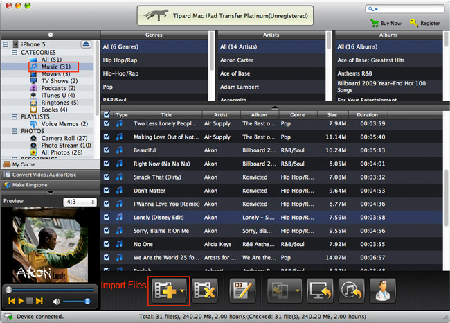 Import audio to iPhone