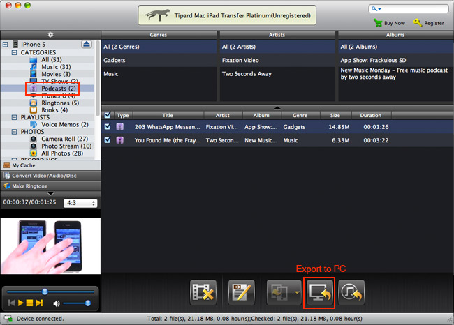 Transfer iPhone Podcast file