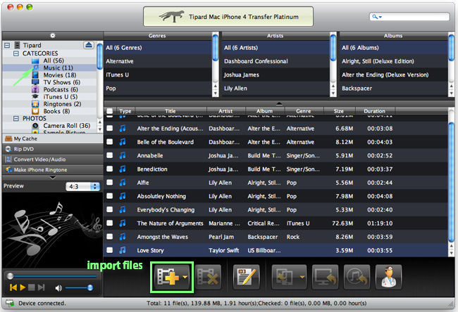 Import audio to iPhone