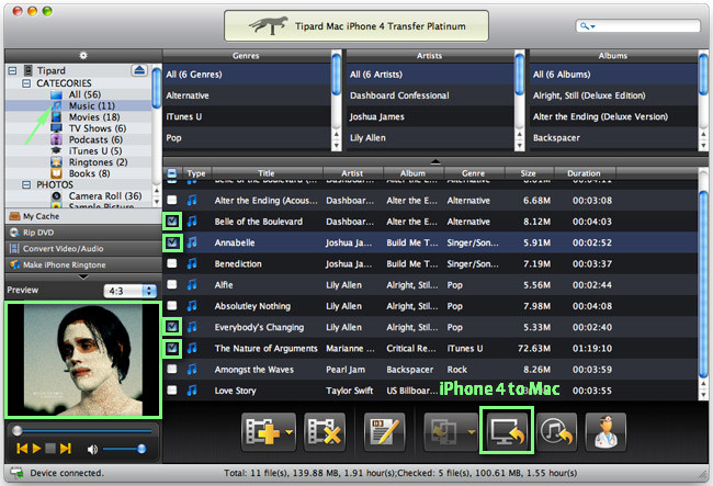 Transfer iPhone songs