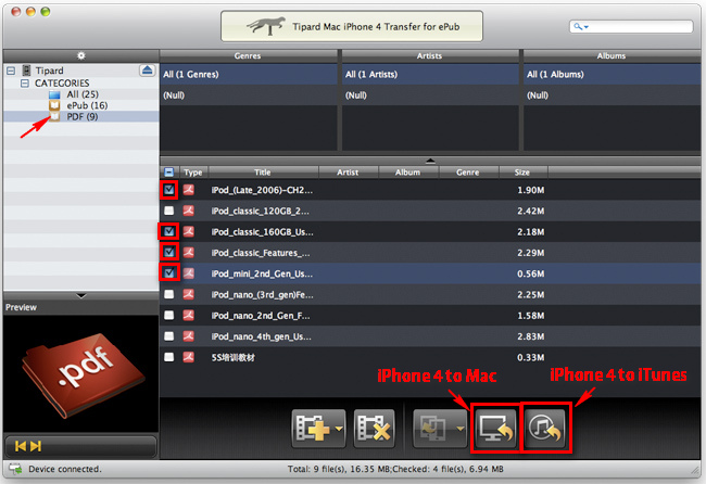 Transfer iPhone 4 PDF files