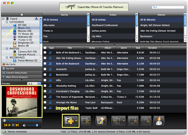 Import audio to iPhone