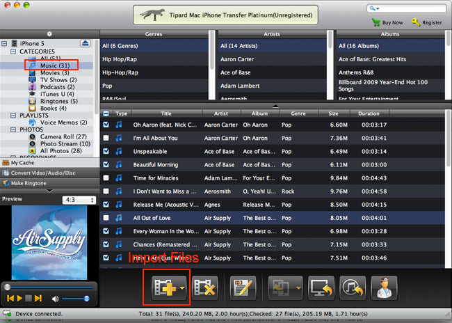 Import audio to iPhone