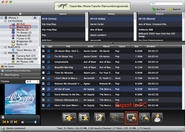 Transfer iPhone songs