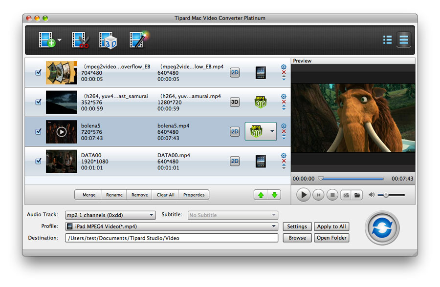 Screenshot of Tipard Mac Video Converter Platinum