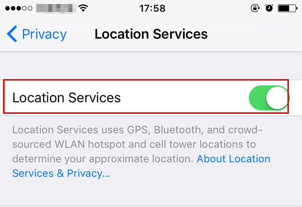 Disable the Location Services and Share Location