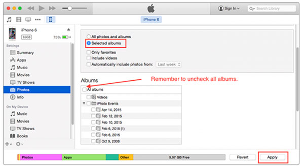 Delete albums from iPhone using iTunes