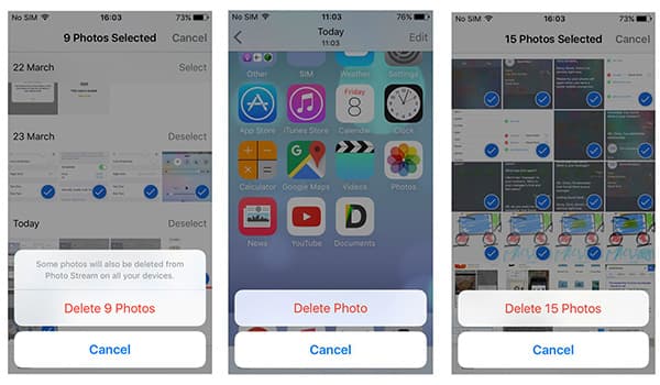 delete photos from ipad directly
