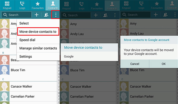 transfer contacts via gmail