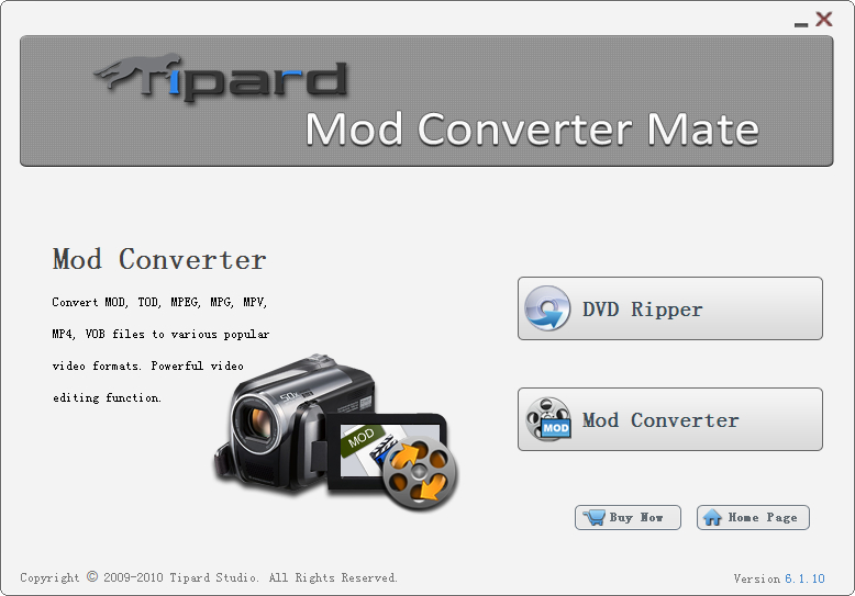Convert MOD file to MP4, AVI, WMV, MOV.