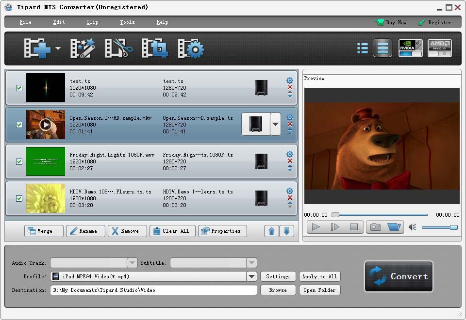 Screenshot of Tipard MTS Converter