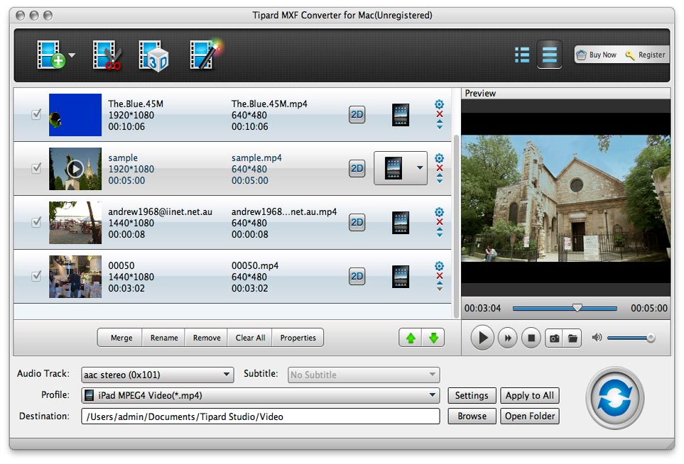 Screenshot of Tipard MXF Converter for Mac