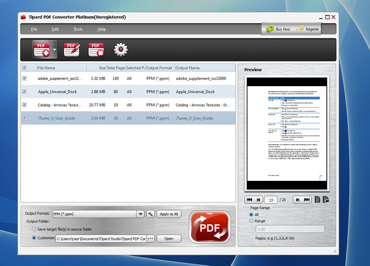 Screenshot of Tipard PDF Converter Platinum