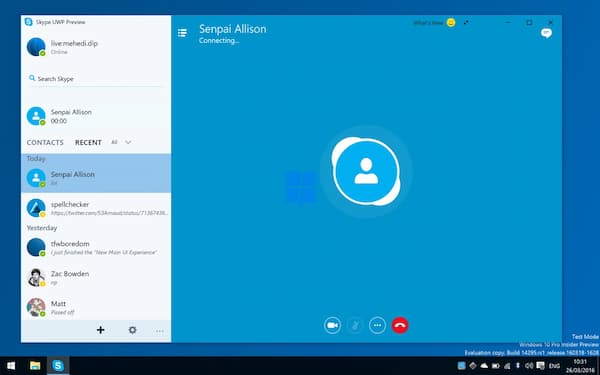 Skype interface