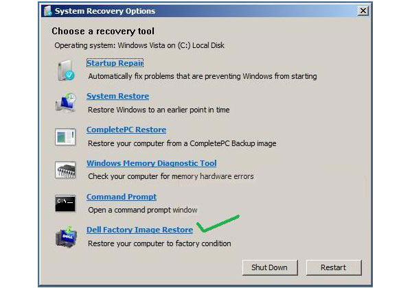 Reset a Dell laptop