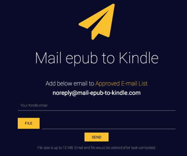 Email EPUB to Kindle