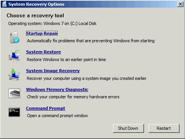 System Recover Options