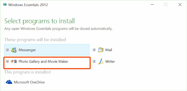 Select Windows Movie Maker