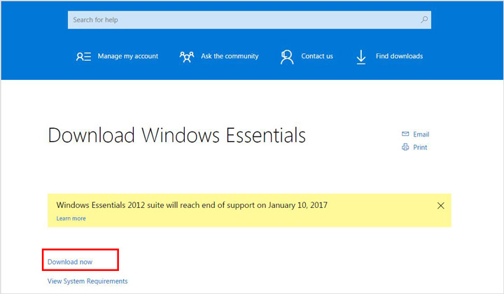 Download Windows Essentials