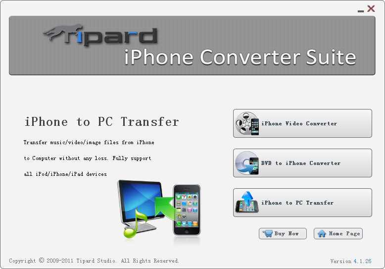 Screenshot of Tipard iPhone Converter Suite