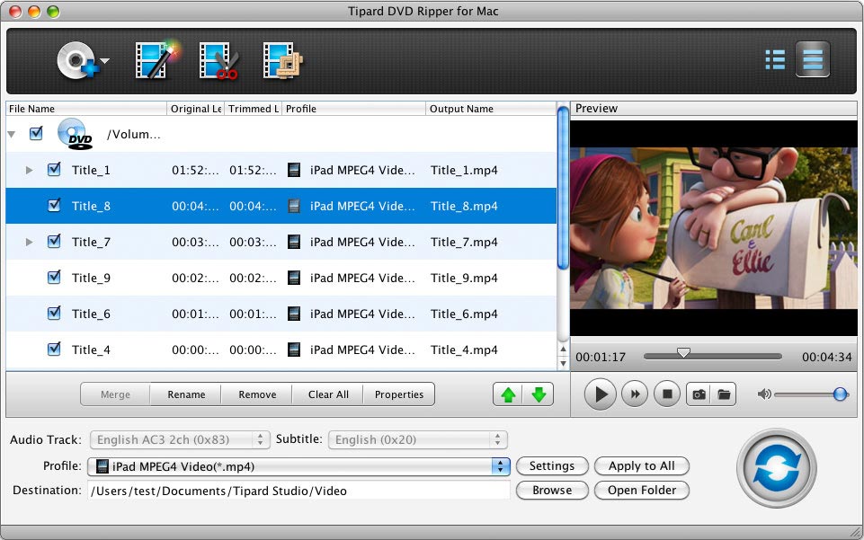 Screenshot of Tipard DVD Ripper for Mac