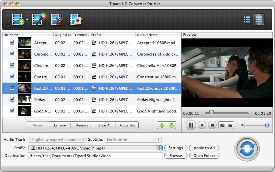 Screenshot of Tipard HD Converter for Mac