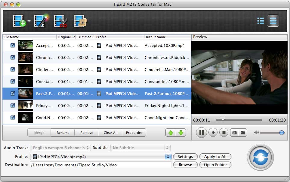 Screenshot of Tipard M2TS Converter for Mac