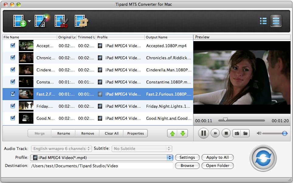 Screenshot of Tipard MTS Converter for Mac