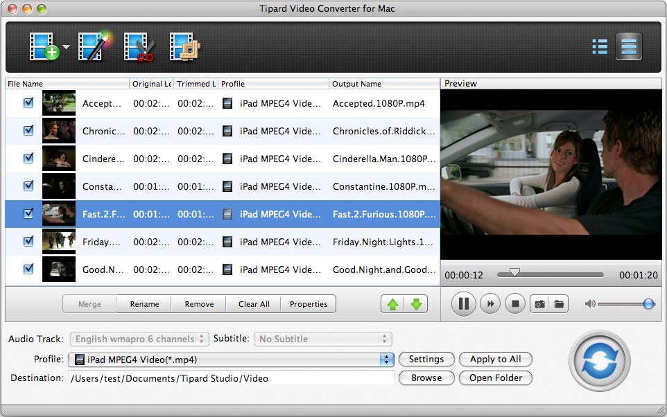 Screenshot of Tipard Video Converter for Mac 4.2.38
