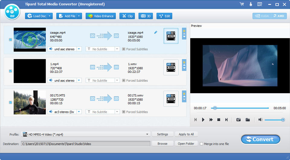 Convert HD/SD videos, convert DVD to any video, Extract audio from video/DVD.