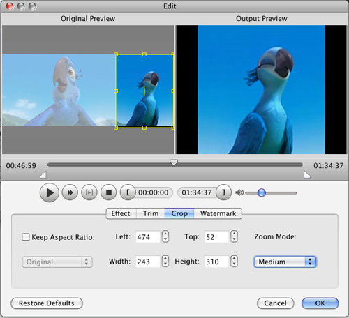 How to Convert Video to AVI/MP4//MP3/WMV/3GP for Mac Users Crop