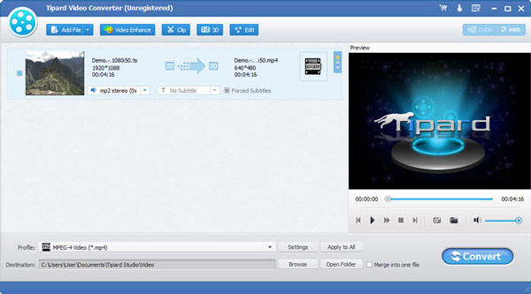Convert HD & general video formats to mainstream formats/Extract audio forma