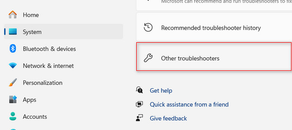 Settings Other Troubleshooters